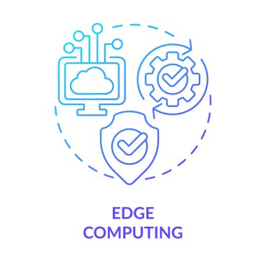 Edge computing blue gradient concept icon. Data processing methods. Information technology trend abstract idea thin line illustration. Isolated outline drawing. Myriad Pro-Bold font used