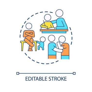 Show support to your child concept icon. Do not ignore kid problems. Give emotional support abstract idea thin line illustration. Isolated outline drawing. Editable stroke. Arial font used