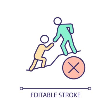 Do not solve someone else problems RGB color icon. Avoid unwanted invasion. Care your own business. Only asked help. Isolated vector illustration. Simple filled line drawing. Editable stroke