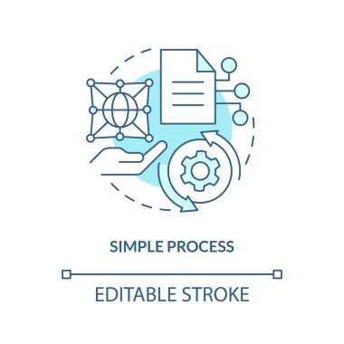 Simple process turquoise concept icon. No paperwork. IT staffing service advantage abstract idea thin line illustration. Isolated outline drawing. Editable stroke. Arial, Myriad Pro-Bold fonts used