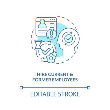Hire current and former employees turquoise concept icon. Internal recruitment abstract idea thin line illustration. Isolated outline drawing. Editable stroke. Arial, Myriad Pro-Bold fonts used