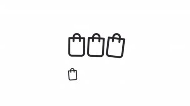 Animated bags linear icon. Shopping. Purchase goods. Product package. Commerce. Seamless loop HD video with alpha channel on transparent background. Outline motion graphic animation