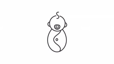 Animated male persons linear icons. Boyhood and adulthood. Generations. Youth, senility. Seamless loop HD video with alpha channel on transparent background. Outline motion graphic animation