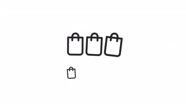 Animated Bags Linear Icon Shopping Purchase Goods Product Package Commerce — Wideo stockowe