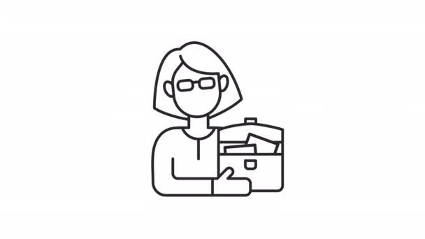 Animated Adult Female Linear Icon Businesswoman Office Manager Age Group — 图库视频影像
