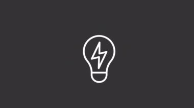 Animated lightbulb white line icon. Electrical bulb. Home illumination. Business solution. Seamless loop HD video with alpha channel on transparent background. Motion graphic design for night mode