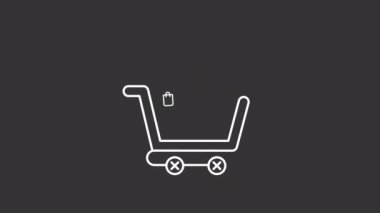 Animated overbuying white line icon. Overconsumption. Excessive buying. Shopping issue. Seamless loop HD video with alpha channel on transparent background. Motion graphic design for night mode