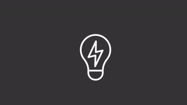 Animated Lightbulb White Line Icon Electrical Bulb Home Illumination Business — Stock Video
