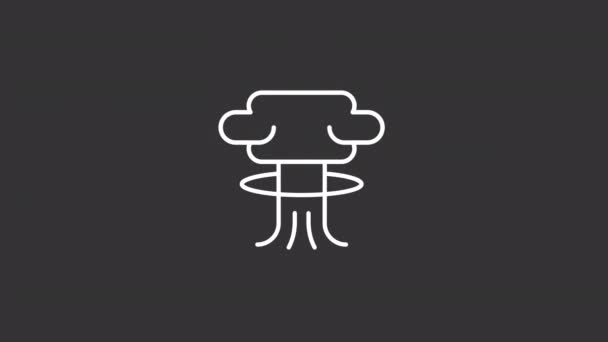 Animated Atom Bomb White Line Icon Nuclear Explosion Radioactive Mushroom — Wideo stockowe
