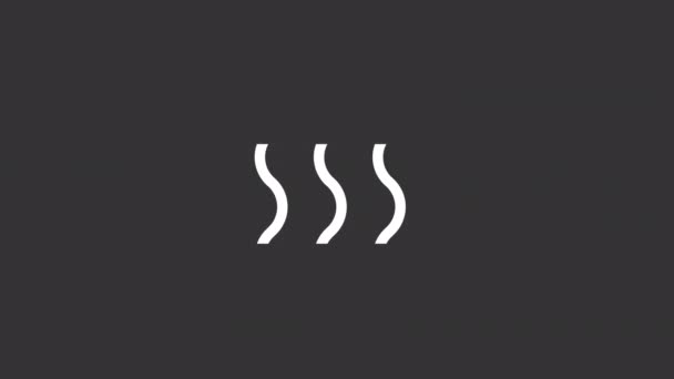 Animated Waves White Line Icon Heat Warmth Hot Steam Climate — Vídeo de stock