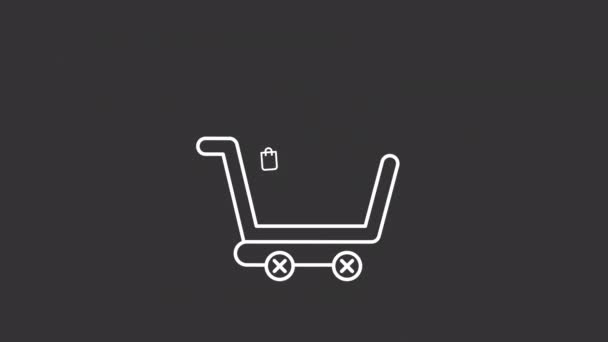 Animated Overbuying White Line Icon Overconsumption Excessive Buying Shopping Issue — Stock videók