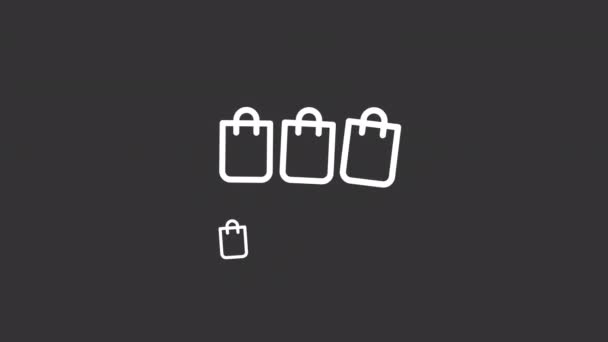 Animated Bags White Line Icon Shopping Purchase Goods Product Package — ストック動画