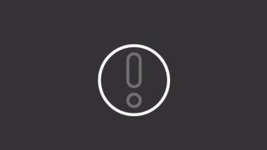 Animated attention white line icon. Exclamation mark. Error. Warning sign. Seamless loop HD video with alpha channel on transparent background. Motion graphic design for night mode
