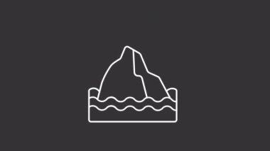 Animated melting ice white line icon. Global warming. Climate change. Ecological crisis. Seamless loop HD video with alpha channel on transparent background. Motion graphic design for night mode