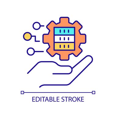 Digital data storage technology RGB color icon. Information collecting and processing. Virtual datacenter settings. Isolated vector illustration. Simple filled line drawing. Editable stroke