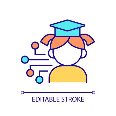IT education for children RGB color icon. Improving digital literacy of students. ICT in learning process. Isolated vector illustration. Simple filled line drawing. Editable stroke