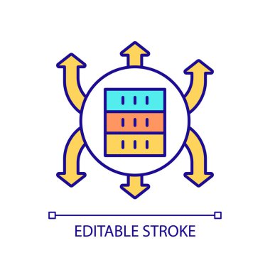 Sharing digital information RGB color icon. Communication technology development. Virtual dataset service. Isolated vector illustration. Simple filled line drawing. Editable stroke
