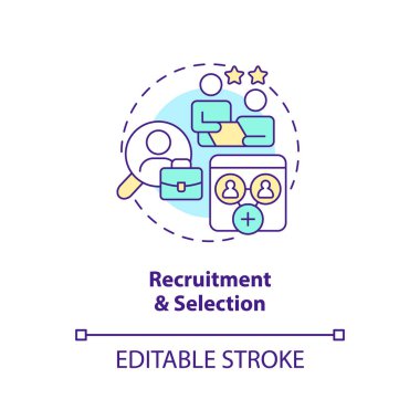Requirement and selection concept icon. Executive search. IT staffing process abstract idea thin line illustration. Isolated outline drawing. Editable stroke. Arial, Myriad Pro-Bold fonts used