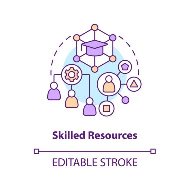 Skilled resources concept icon. Best candidates. IT staffing service advantage abstract idea thin line illustration. Isolated outline drawing. Editable stroke. Arial, Myriad Pro-Bold fonts used