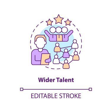 Wider talent concept icon. Access to talent pool. IT staffing service advantage abstract idea thin line illustration. Isolated outline drawing. Editable stroke. Arial, Myriad Pro-Bold fonts used