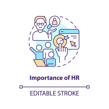 Importance of HR concept icon. Influence of human resources. Recruitment trend abstract idea thin line illustration. Isolated outline drawing. Editable stroke. Arial, Myriad Pro-Bold fonts used