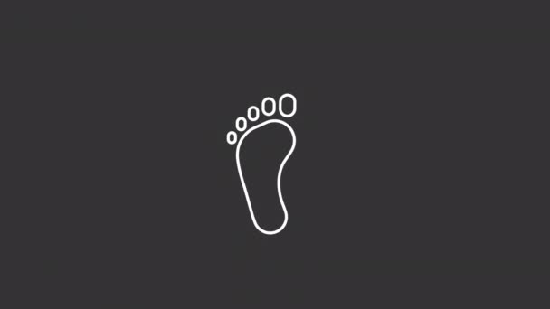 Animated Barefoot White Line Icon Walking Barefeet Human Trace Footwear — стоковое видео