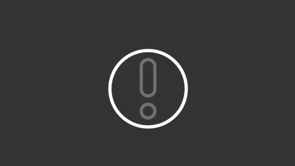Animated Attention White Line Icon Exclamation Mark Error Warning Sign — Wideo stockowe