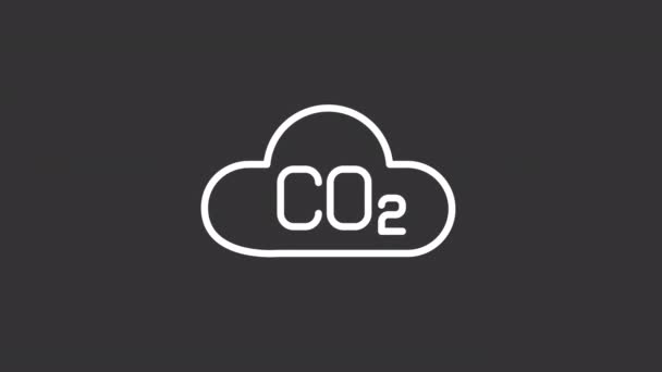 Animated Gas White Line Icon Carbon Dioxide Emission Greenhouse Gas — Stockvideo