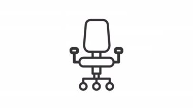 Animated office seat linear icon. Workplace adjustable chair. Furniture for home. Seamless loop HD video with alpha channel on transparent background. Outline motion graphic animation
