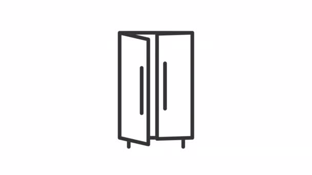 Animated Wardrobe Linear Icon Storage Clothes Bedroom Organization Homeware Seamless — ストック動画