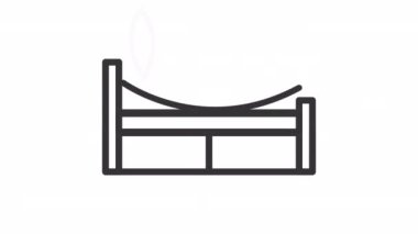 Animated single bed linear icon. Kids bedroom furniture. Comfortable item. Homeware. Seamless loop HD video with alpha channel on transparent background. Outline motion graphic animation