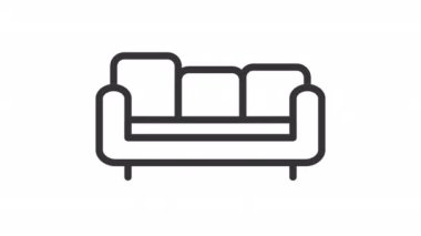 Animated sofa linear icon. Living room furniture department. Interior design. Comfortable seat. Seamless loop HD video with alpha channel on transparent background. Outline motion graphic animation