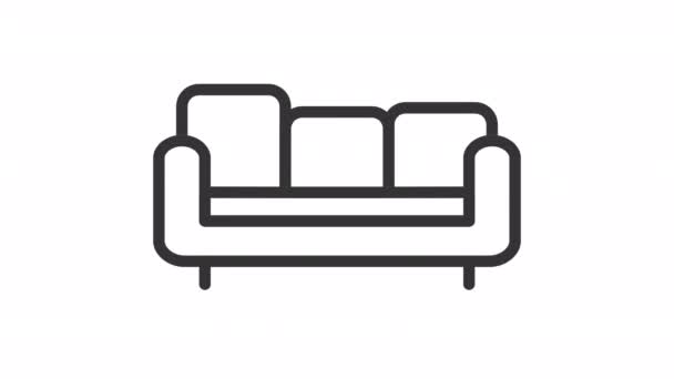 Animated Sofa Linear Icon Living Room Furniture Department Interior Design — Vídeo de Stock