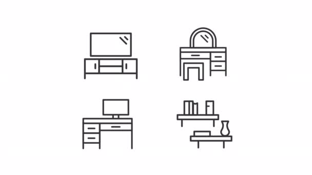 Animated Living Room Linear Icon Homeware Department Store Home Interior — Wideo stockowe