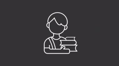 Animated age groups white line icons. Different gender groups. Loop HD video with chroma key, alpha channel on transparent background, black solid background. Outline motion graphic animation