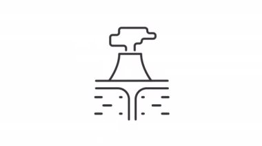 Animasyon termal bitki doğrusal simgesi. Jeotermal. Yenilenebilir enerji. Alternatif güç kaynağı. Şeffaf arkaplanda alfa kanalı olan kusursuz HD video. Taslak hareketli grafik canlandırması