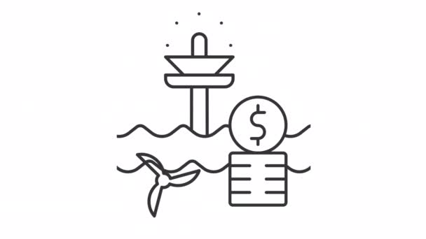 Animated Tidal Energy Linear Icon Cost Alternative Energy Renewable Sustainable — Αρχείο Βίντεο