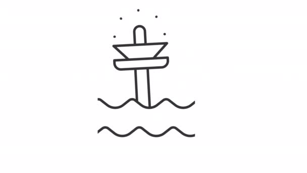 Animated Buoy Linear Icon Navigation Floating Device Nautical Marker Marine — ストック動画