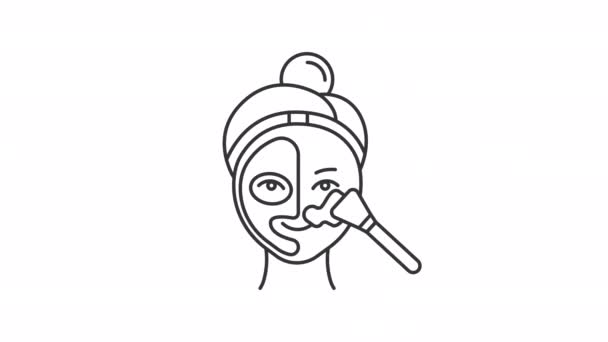 Icono Lineal Máscara Arcilla Animada Producto Para Cuidado Piel Una — Vídeo de stock