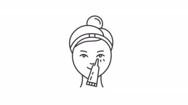 Animasyon göz kremi doğrusal simgesi. Göz altı onarım ürünü. Güzellik rutini. Cilt bakımı. Şeffaf arkaplanda alfa kanalı olan kusursuz HD video. Taslak hareketli grafik canlandırması