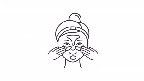 Анімована Лінійна Іконка Гідрогелевої Маски Косметичний Продукт Догляд Шкірою Красива — стокове відео