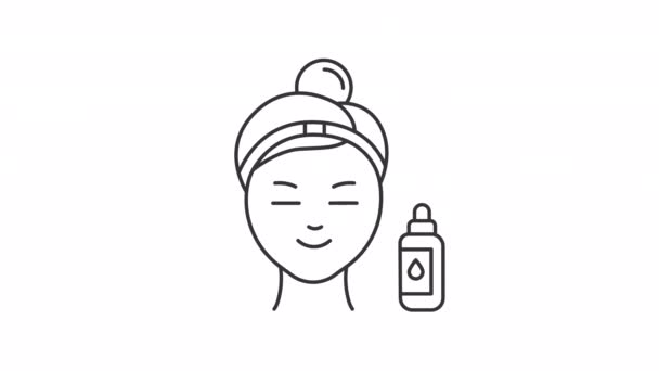 Animated Face Spray Linear Icon Facial Mist Beauty Routine Skin — Stock video