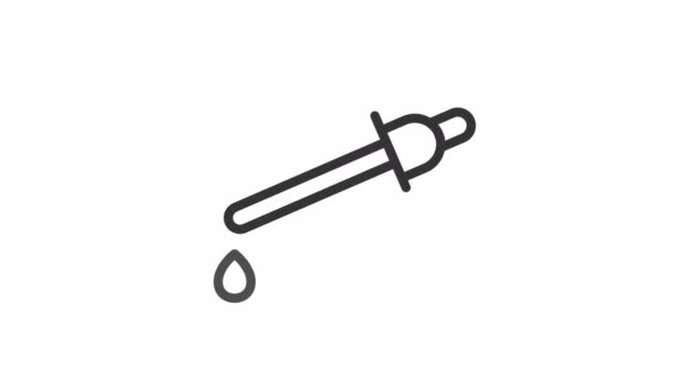 Animated Dropper Linear Icon Laboratory Tool Medication Medical Eye Drops — 图库视频影像