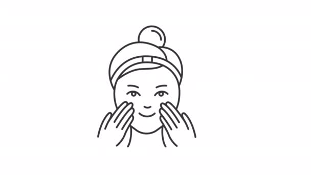 Анімований Масаж Обличчя Лінійний Значок Процедура Догляду Шкірою Процедура Краси — стокове відео