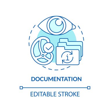 Belge turkuvaz konsept simgesi. Kayıtlar tamam. HACCP soyut fikir ince çizgi çizimine planlama yaklaşımı. İzole bir taslak çizim. Düzenlenebilir felç. Arial, Myriad Pro-Kalın yazı tipleri