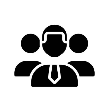 Personel siyah kabartma simgesi. Şirket için çalışan bir grup insan. Organizasyon personeli. Profesyonel çalışanlar. Beyaz uzayda siluet sembolü. Piktogram sağlammış. Vektör izole illüstrasyonu