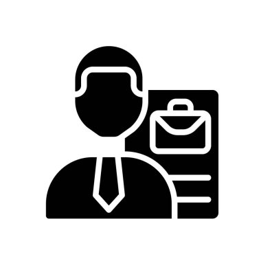 İşe alım siyah kabartma simgesi. İşe alma işlemi. Aday seçiliyor. İş pozisyonu. Kelle avı. Başvuru formu. Beyaz uzayda siluet sembolü. Piktogram sağlammış. Vektör izole illüstrasyonu