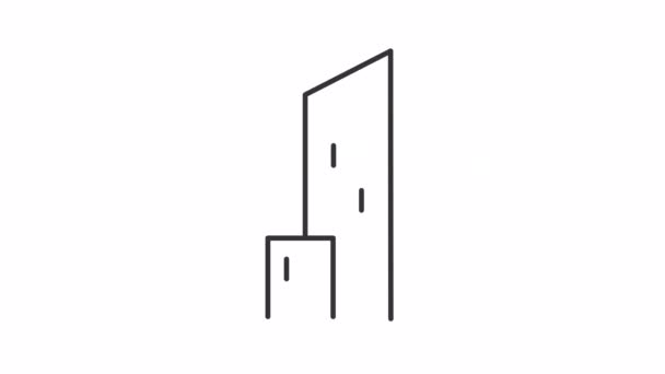 Animated Buildings Linear Icon Switching Lights Urban Lifestyle Office Resident — Vídeos de Stock