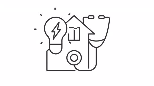 Animiertes Lineares Symbol Für Energieaudit Energieeffizienzinspektion Stromverbrauch Hause Nahtlose Schleife — Stockvideo