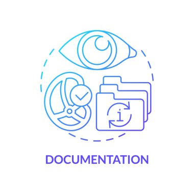 Documentation blue gradient concept icon. Keep records in order. Planning approach to HACCP abstract idea thin line illustration. Isolated outline drawing. Myriad Pro-Bold font used